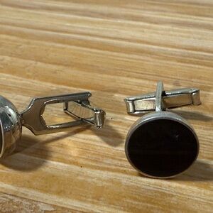 9.25 Sterling Silver and Black Cufflinks